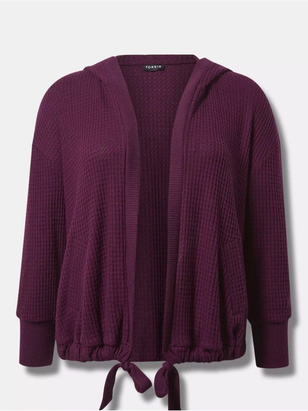 NWT Torrid Purple Super Soft Waffle Open Front Hooded Cardigan Size 2 18/20 2X